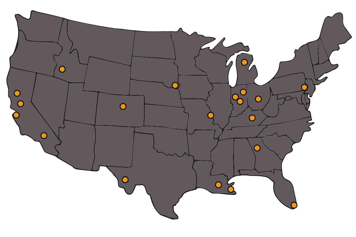 Map of Prompli customer stations across the United States